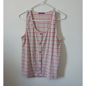 Pink Clover Knit‎ Tank Top Striped Sleeveless Beige Pink Size XL NWT